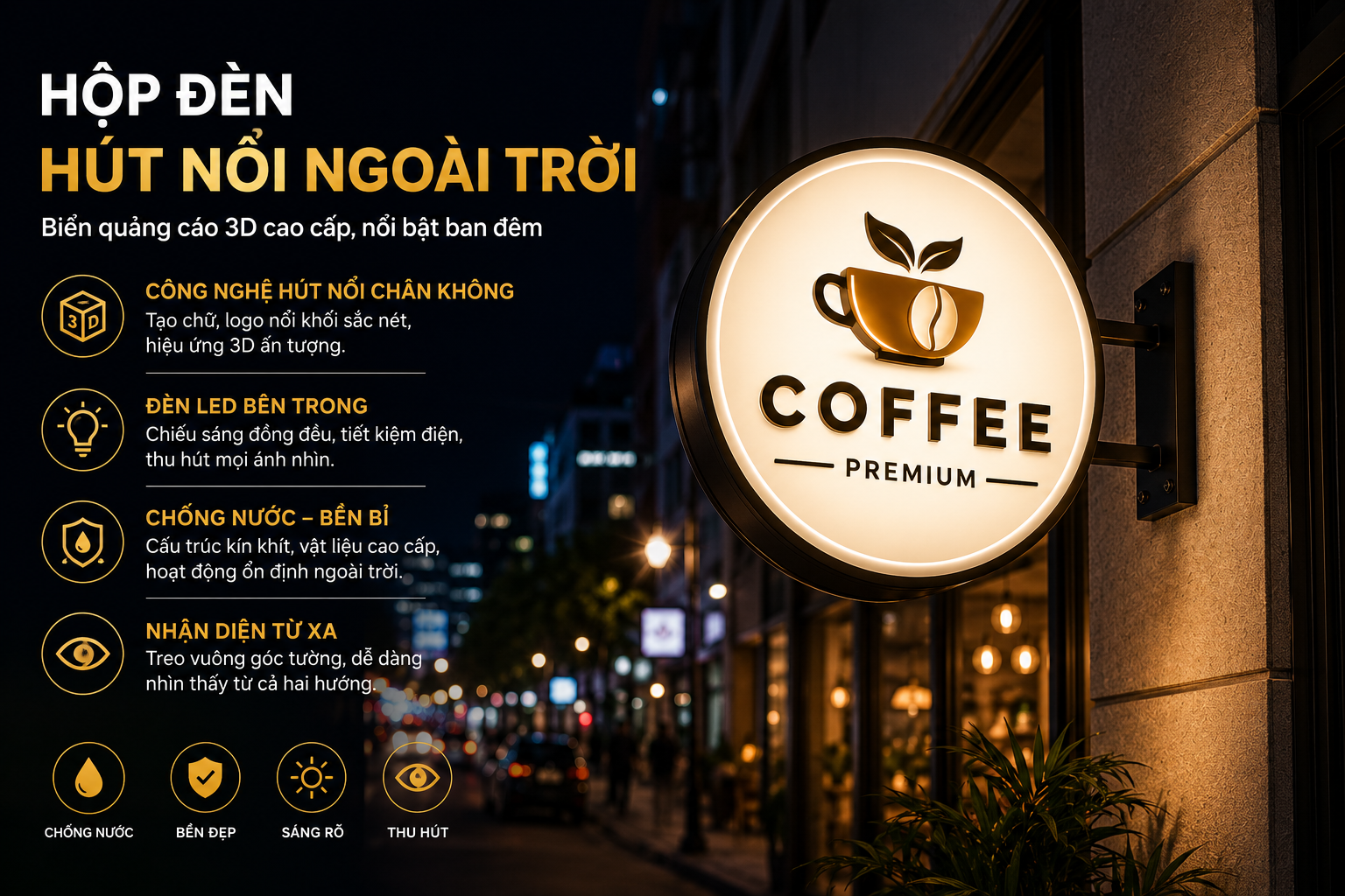 Hộp đèn hút nổi ngoài trời
