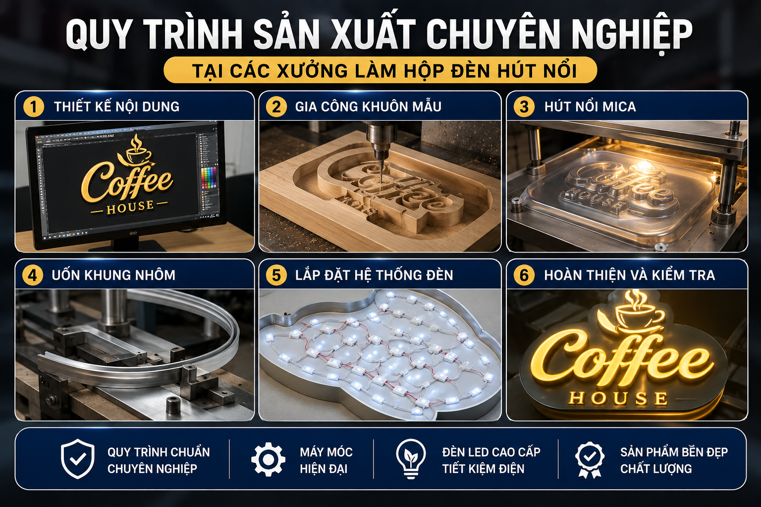 Quy trình làm hộp đèn hút nổi tphcm