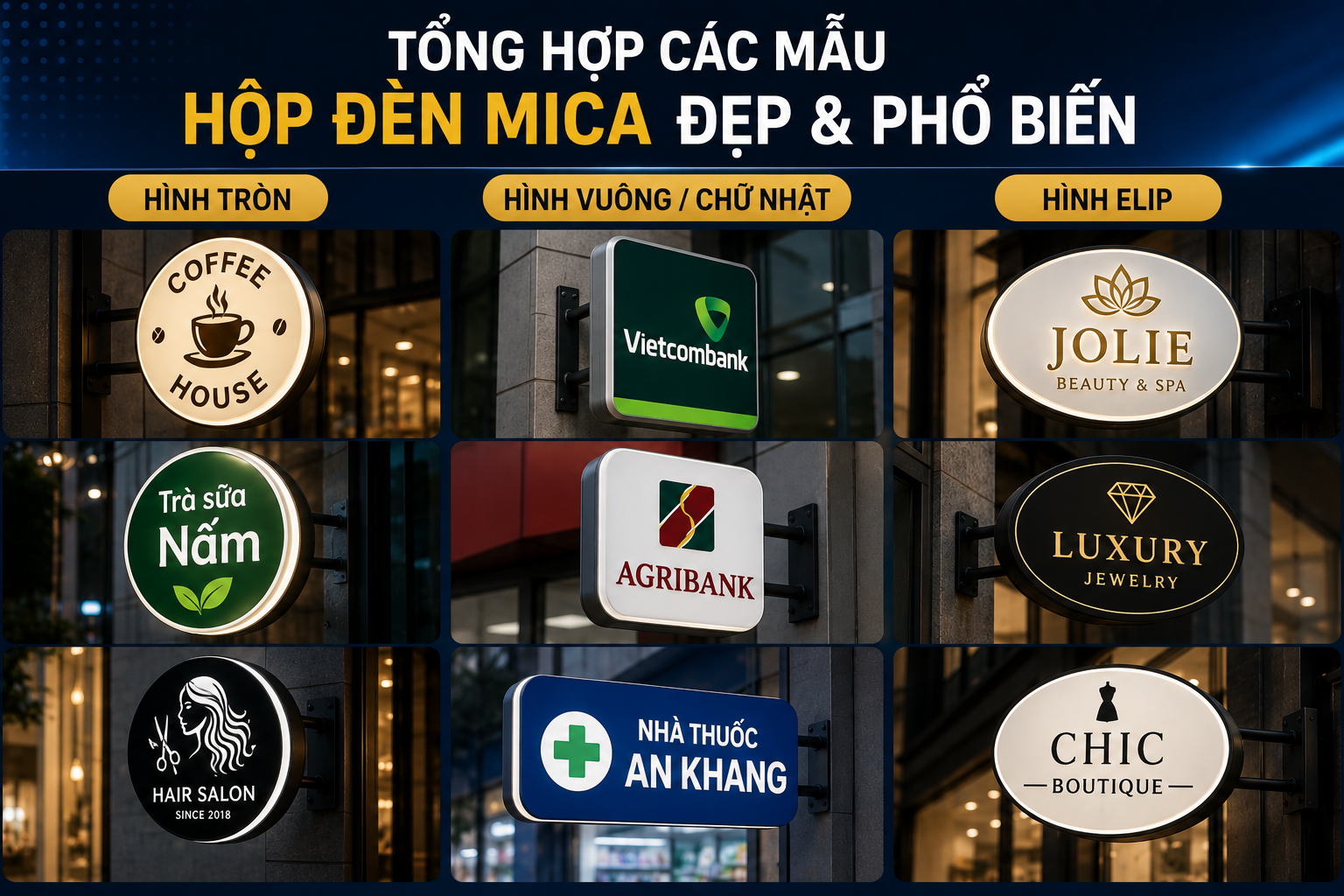 Tổng hợp các mẫu hộp đèn mica hiện nay
